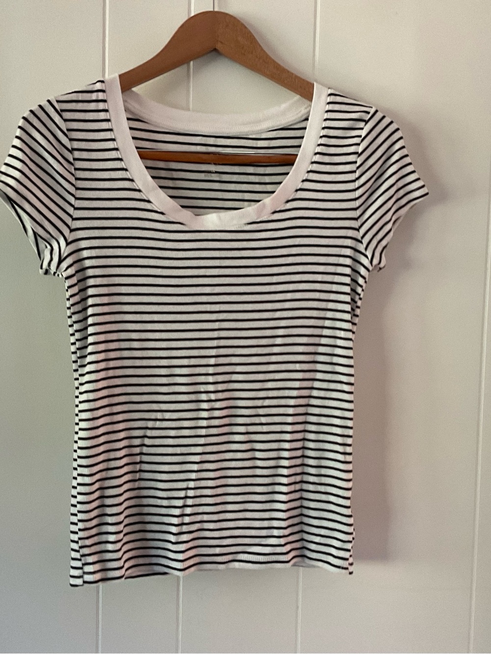 a new day Black & White Striped Scoop Neck Tee